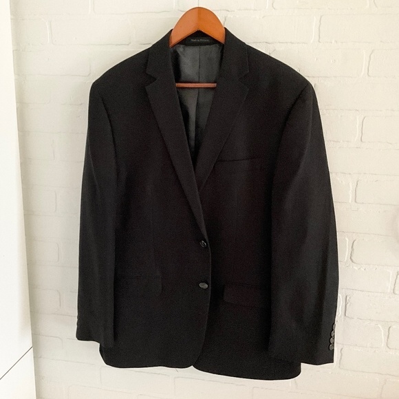 Chaps Men/Unisex Blazer Black Linen/Rayon blend 2 buttons Size 42S Oversized - Picture 3 of 11